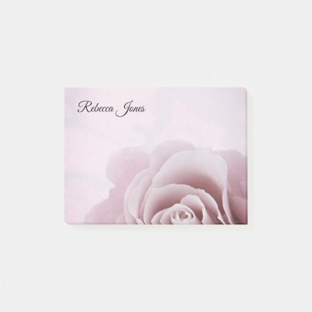 Dusty Pink Rose Personalized Post-it Notes (Front)