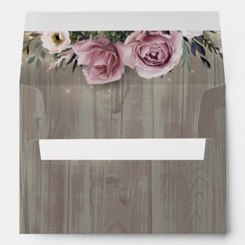 Dusty Pink Rose Rustic Country Wood Envelope