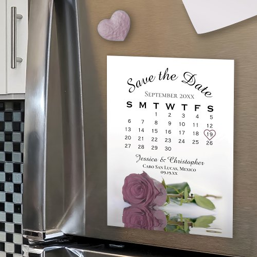 Dusty Pink Rose Save the Date Calendar Magnet