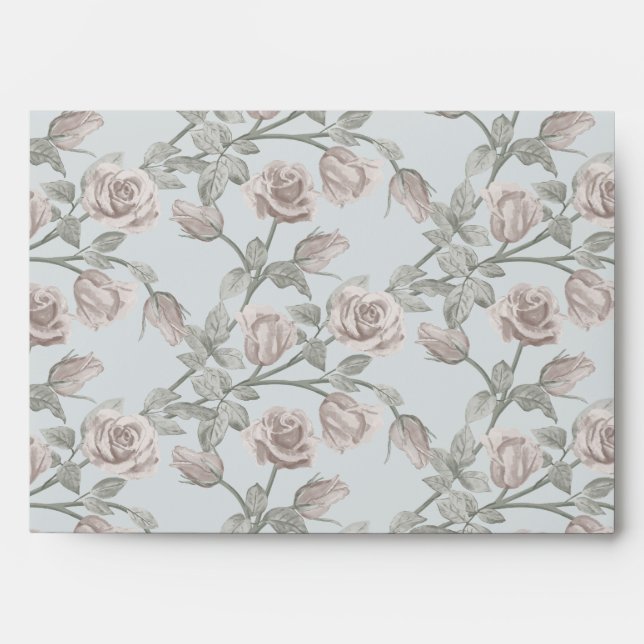 Dusty Pink Rose Vine Envelope (Front)