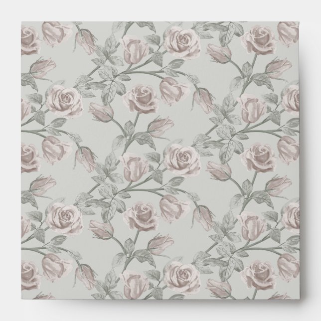 Dusty Pink Rose Vine Envelope (Front)
