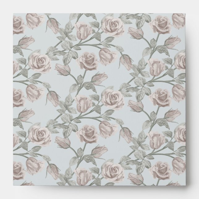 Dusty Pink Rose Vine Envelope (Front)
