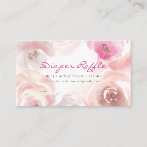 Dusty Pink Rose Watercolor Diaper Raffle Ticket Enclosure Card