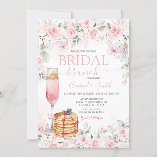 Dusty Pink Roses Bridal Brunch invitation