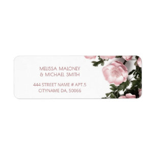 Dusty Pink Roses Cottagecore Wedding Label