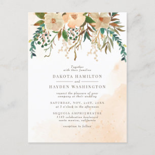 Dusty Pink Roses Greenery Watercolor Wedding Invitation Postcard