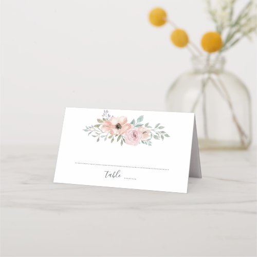Dusty Pink Roses Midsummer Floral Bloom Place Card