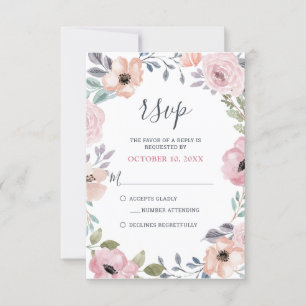 Dusty Pink Roses Midsummer Floral Bloom RSVP Card