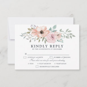 Dusty Pink Roses Midsummer Floral Bloom RSVP Card