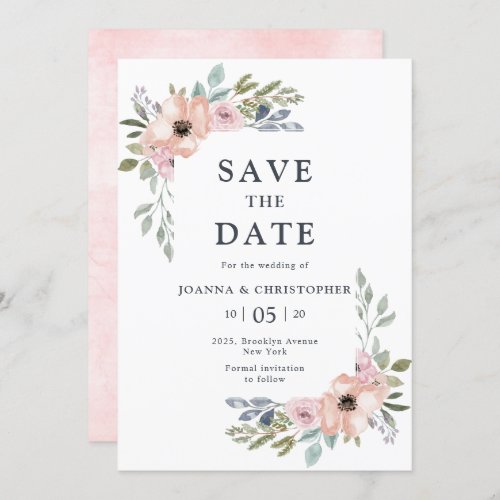 Dusty Pink Roses Midsummer Floral Save the Date Invitation