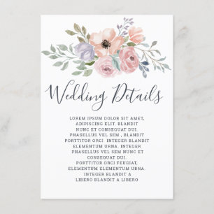 Dusty Pink Roses Midsummer Floral Wedding details Enclosure Card