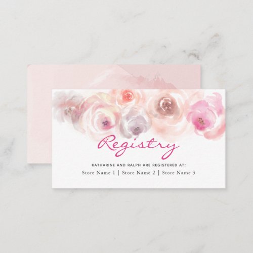 Dusty Pink Roses Watercolor Gift Registry Enclosure Card