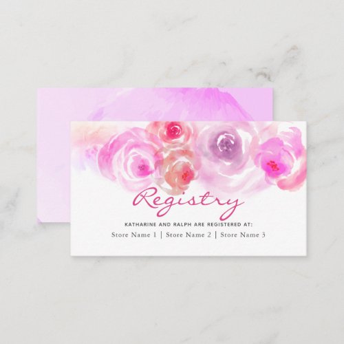 Dusty Pink Roses Watercolor Gift Registry Enclosure Card