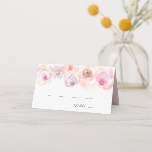 Dusty Pink Roses Watercolor Place Card