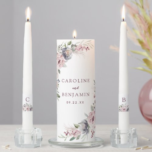 dusty pink rustic boho floral wedding unity candle