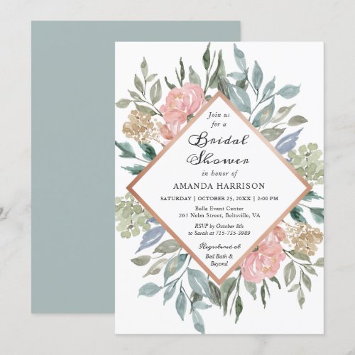 Dusty Pink Rustic Floral Pastel Chic Bridal Shower Card