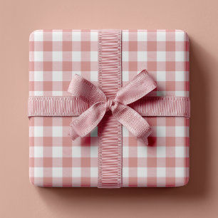 Dusty Pink Rustic Gingham Wrapping Paper Sheets