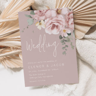 Dusty Pink & Sage Floral Wedding Invitation
