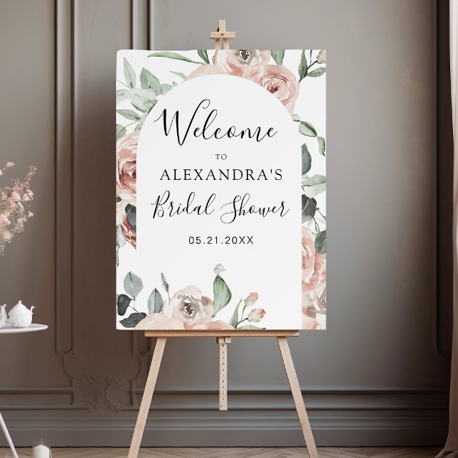 Dusty Pink Sage Green Floral Bridal Shower Foam Board (Creator Uploaded)