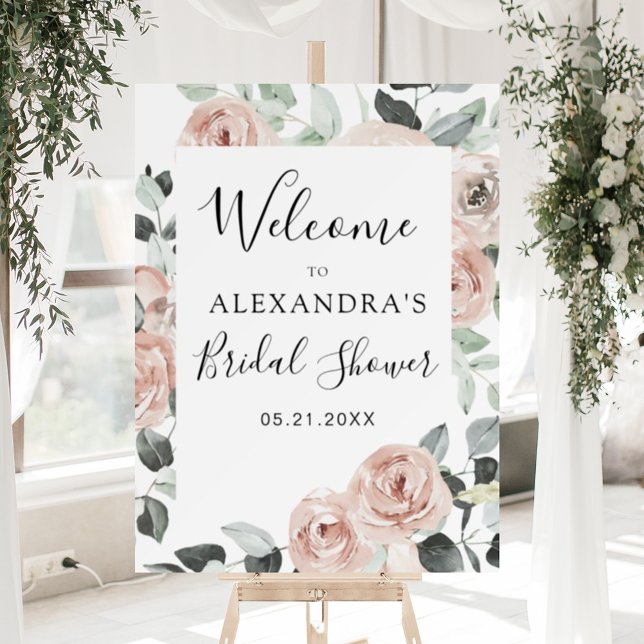 Dusty Pink Sage Green Floral Bridal Shower Foam Board (Creator Uploaded)