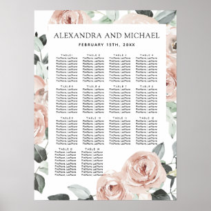 Dusty Pink Sage Green Floral Wedding Seating Chart