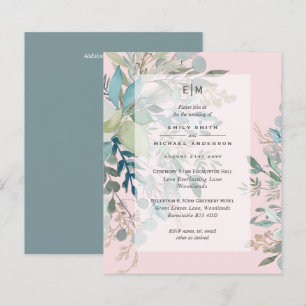 Dusty Pink Sage Wedding Ceremony and Reception Inv