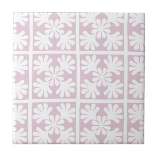 Dusty Pink Scandinavian Oak Leaf Floral Ceramic Tile