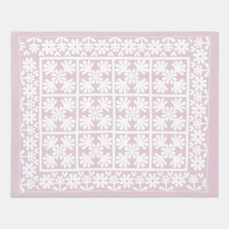 Dusty Pink Scandinavian Rug Oak Leaf Floral