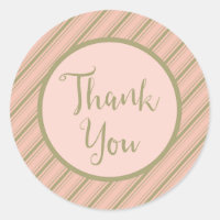 Dusty Pink Shade Stripe Thank You Classic Round Sticker