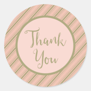 Dusty Pink Shade Stripe Thank You Classic Round Sticker