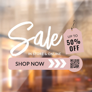 Dusty Pink Shop Now In Store & Online Sale Window Cling