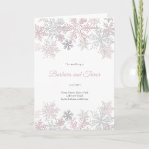 Dusty Pink & Silver Snowflakes Winter Wedding Program