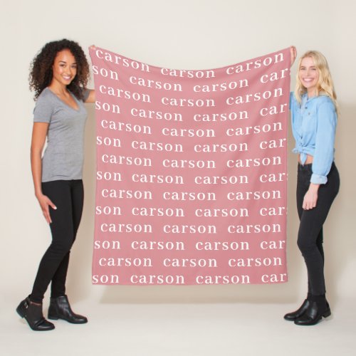 Dusty Pink Simple Personalized Repeating Name Fleece Blanket