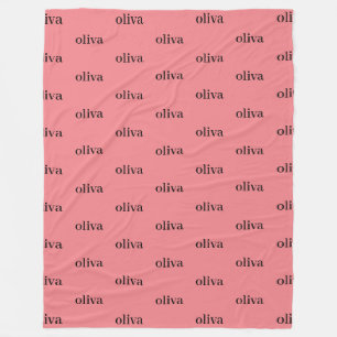 Dusty Pink Simple Personalized Repeating Name Fleece Blanket