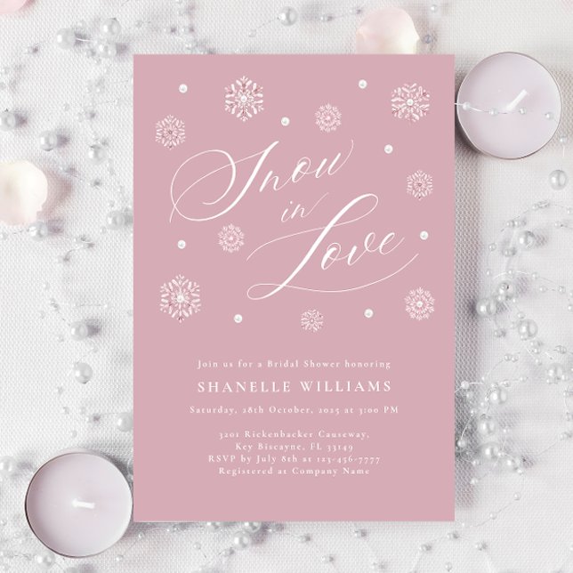 Dusty Pink Snow in Love Bridal Shower Invitation (Creator Uploaded)