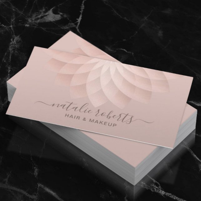 Dusty Pink Spiral Floral Makeup Artist Hair Salon Business Card (Creator Uploaded)