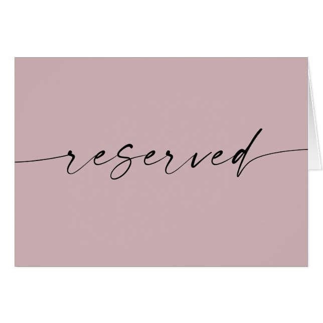 Dusty Pink Spring Wedding | Script Reserved Sign Cards (Front Horizontal)