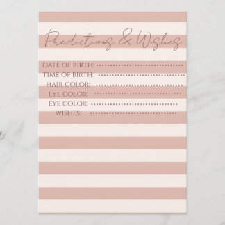 Dusty Pink Stripes Baby Predictions & Wishes Game