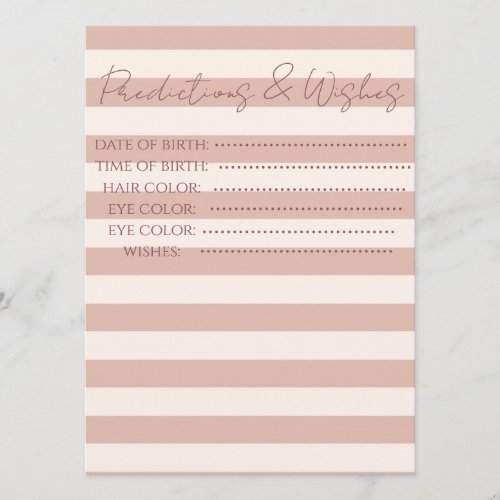 Dusty Pink Stripes Baby Predictions & Wishes Game