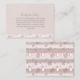 Dusty Pink Stripes Books for Baby Shower Note Card