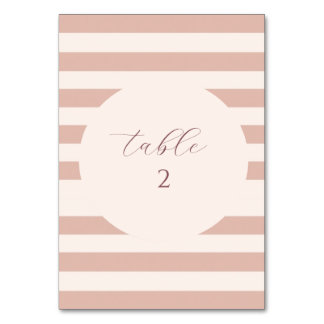 Dusty Pink Stripes Circle Frame Table Number