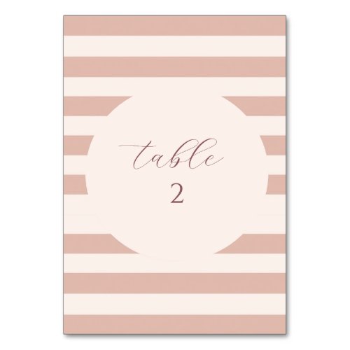 Dusty Pink Stripes Circle Frame  Table Number