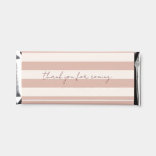 Dusty Pink Stripes Minimalist Baby Girl Hershey Bar Favors