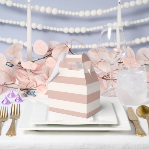 Dusty Pink Stripes Minimalist Baby Girl Shower Favor Boxes