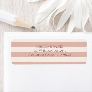 Dusty Pink Stripes Minimalist Return Address Label