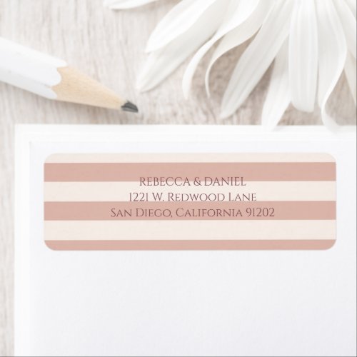 Dusty Pink Stripes Minimalist Return Address Label