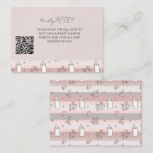 Dusty Pink Stripes QR Code Baby Shower