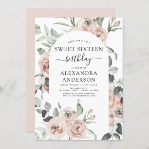 Dusty Pink Sweet Sixteen Birthday Party Invitation