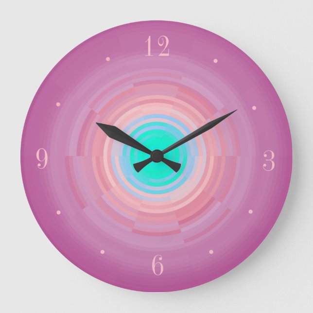 Dusty Pink Swirl/ Aqua Green Centre> Wall Clock (Front)
