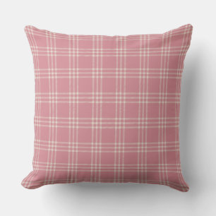 Dusty Pink Tartan Plaid Pattern Throw Pillow